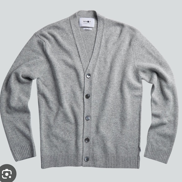 NN07 no nationality Bjorn 100% Wool Cardigan gray Italian yarn XXL - Picture 1 of 8